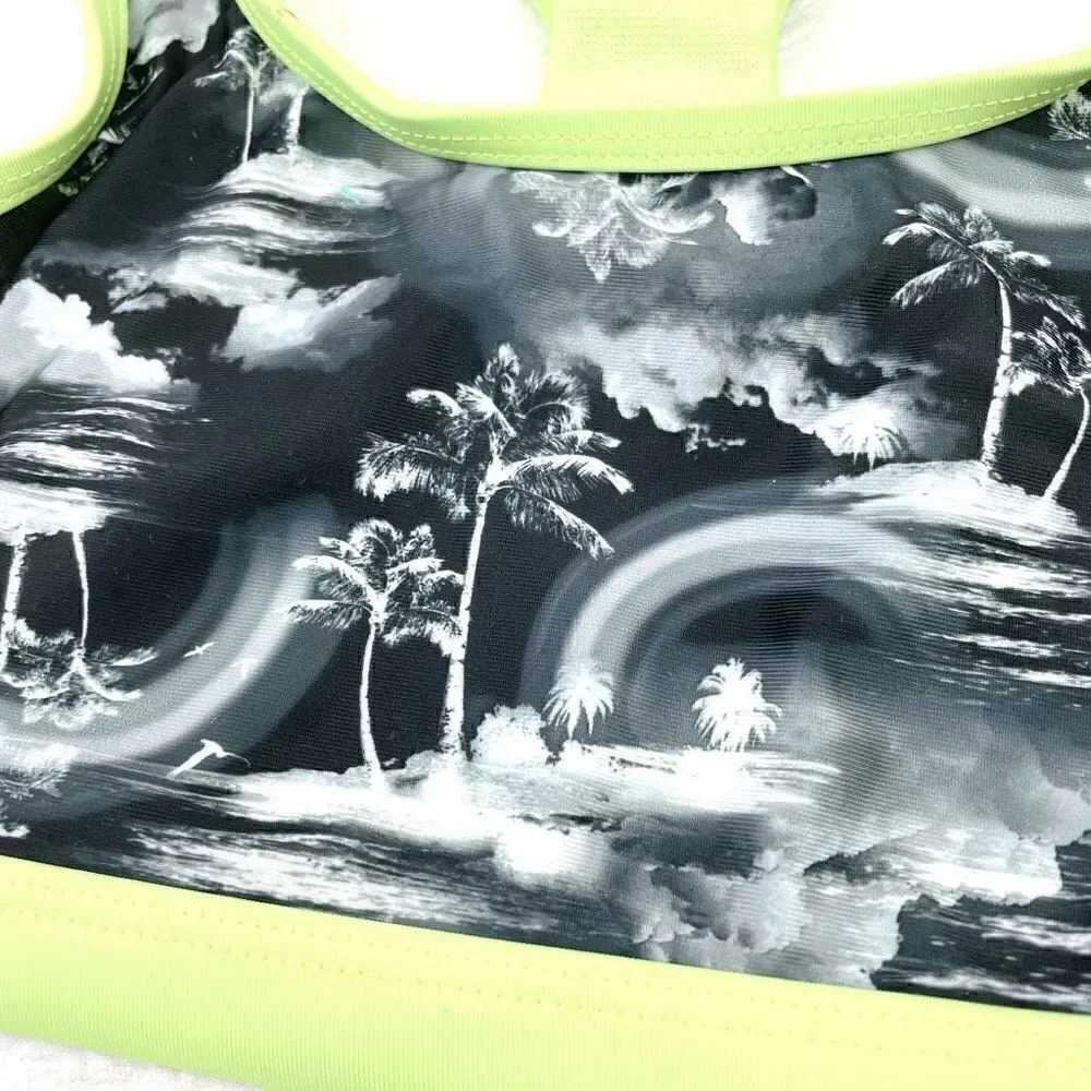 BUY 1 GET 1 FREE wonder nation large (10-12) girls sports bra green black palm t - Picture 3 of 8